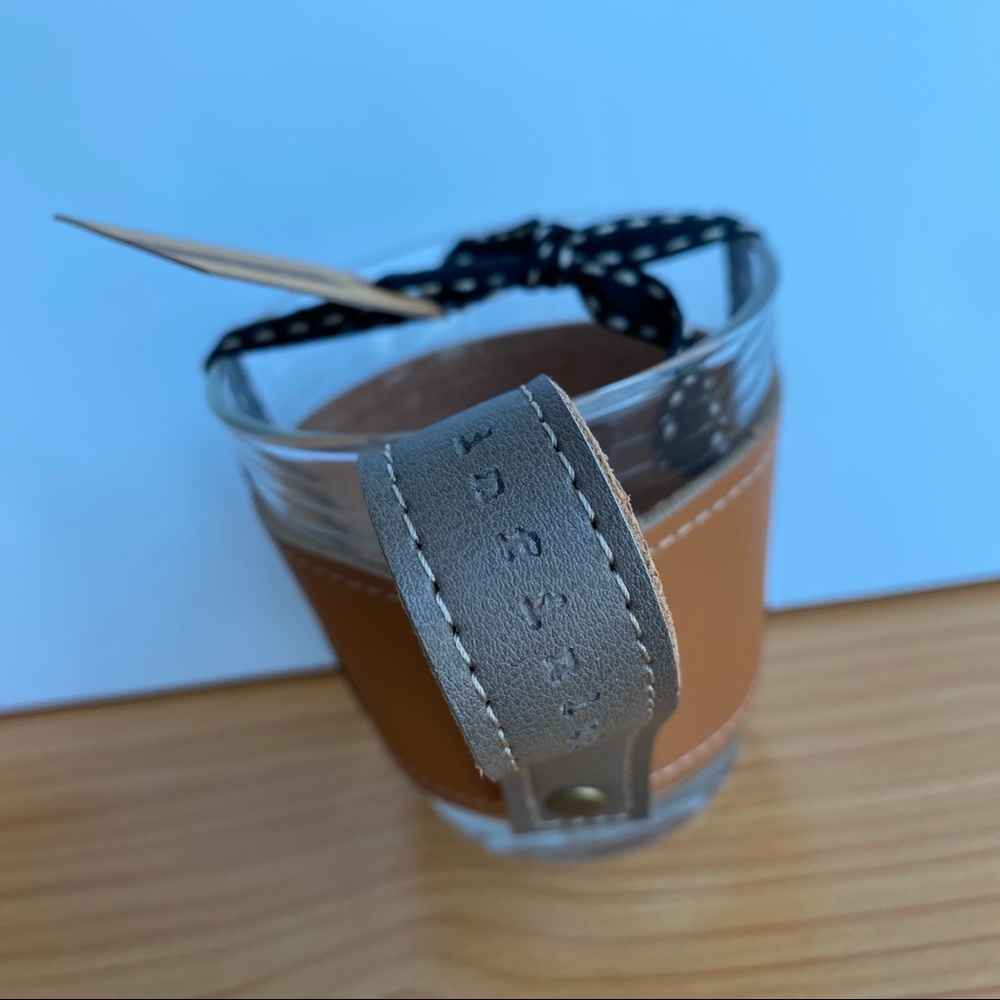 Leather Holder Sleeve and Glass Cup - Picture 8 of 9